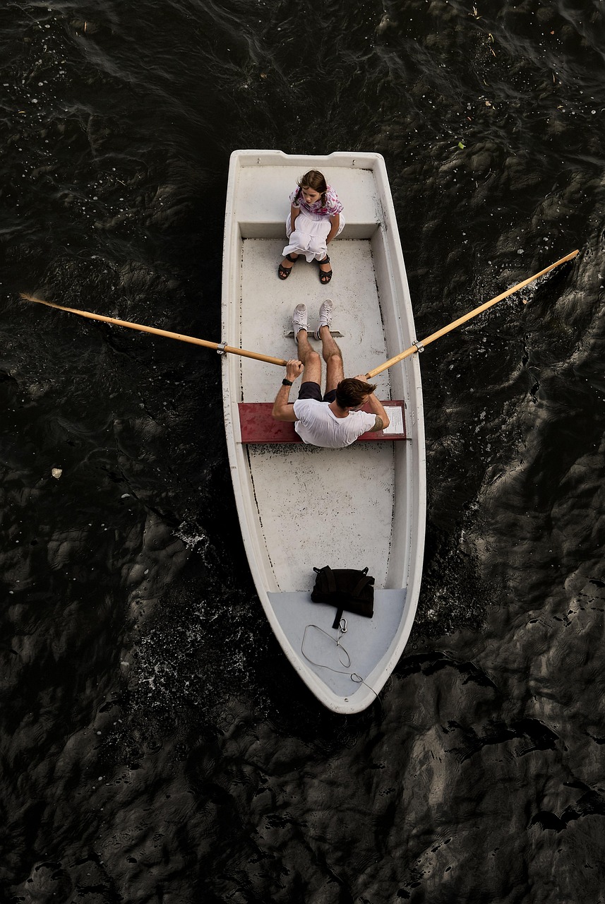 boat, rowing, river, rowing boat, water, leisure, man, daughter, father, vacations, nature, activity